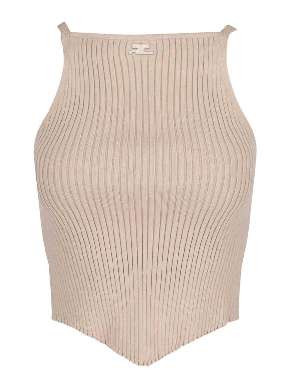 Courreges Pull Col Bateau - Beige