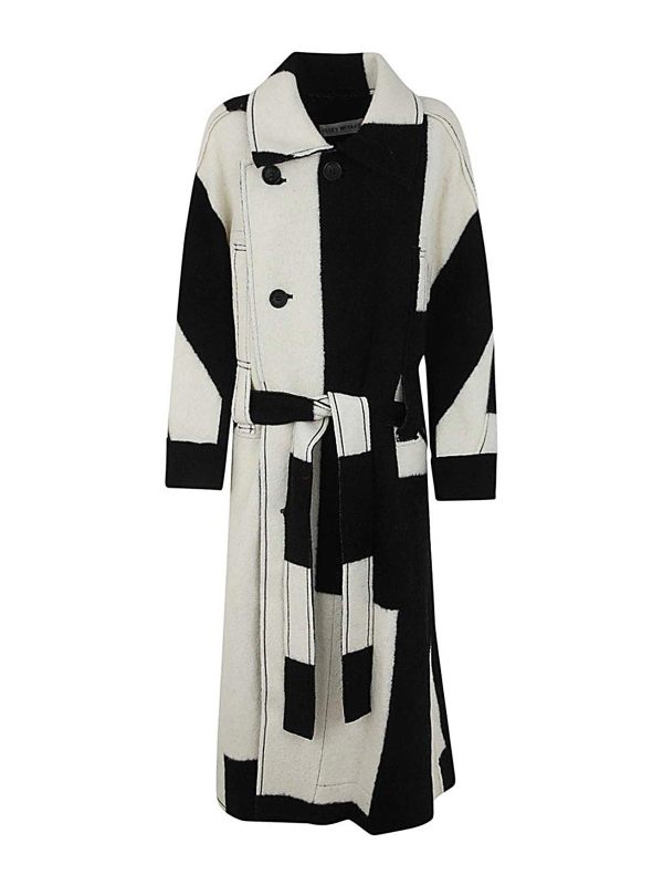 Pleats Please Issey Miyake Manteau Au Genou - Blanc