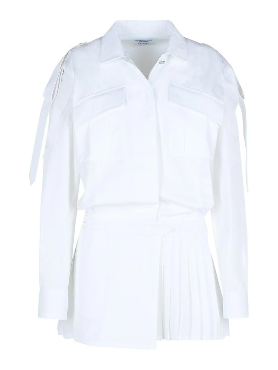 Off-White Robe Au Genou - Blanc