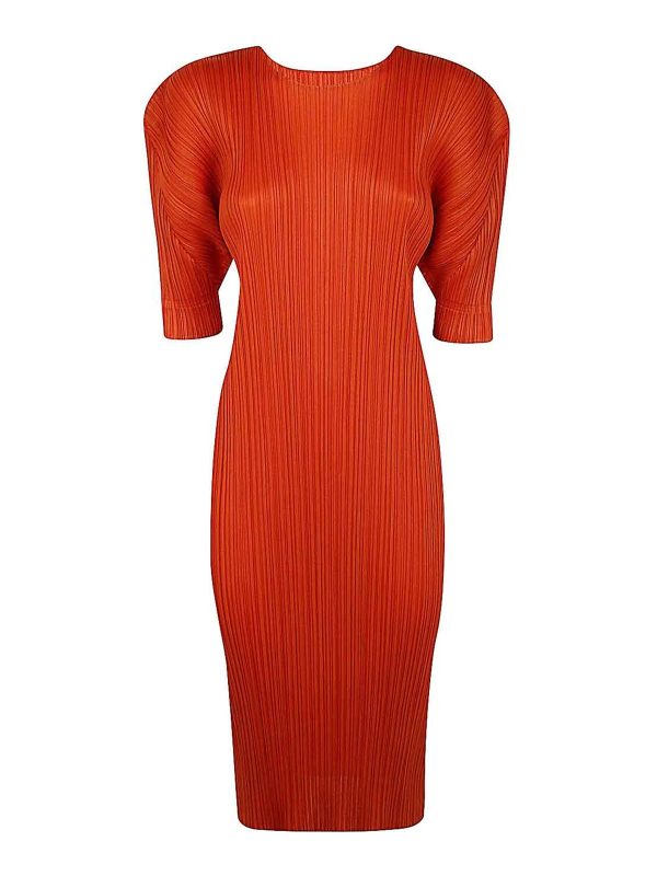 Pleats Please Issey Miyake Robe Au Genou - Orange