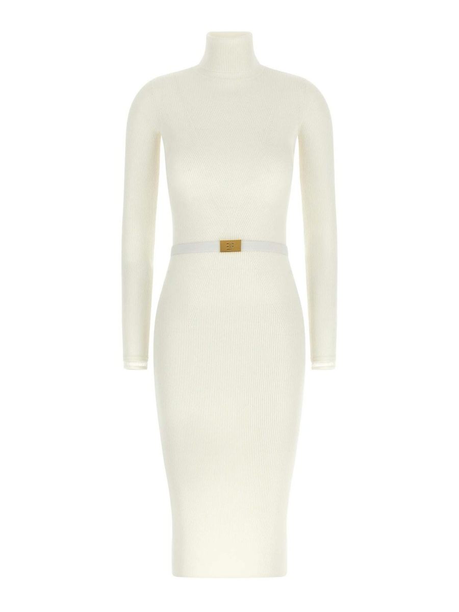 Elisabetta Franchi Robe Au Genou - Blanc