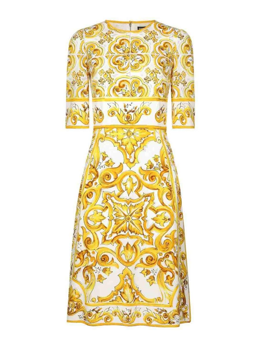 Dolce & Gabbana Robe Au Genou - Jaune
