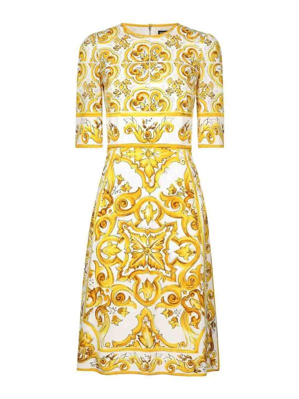 Dolce & Gabbana Robe Au Genou - Jaune