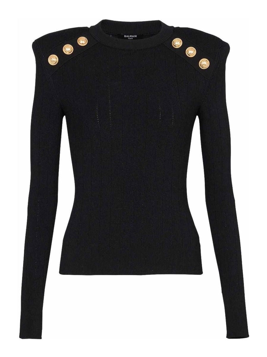 Balmain Pull Col Rond - Noir