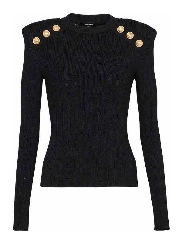 Balmain Pull Col Rond - Noir