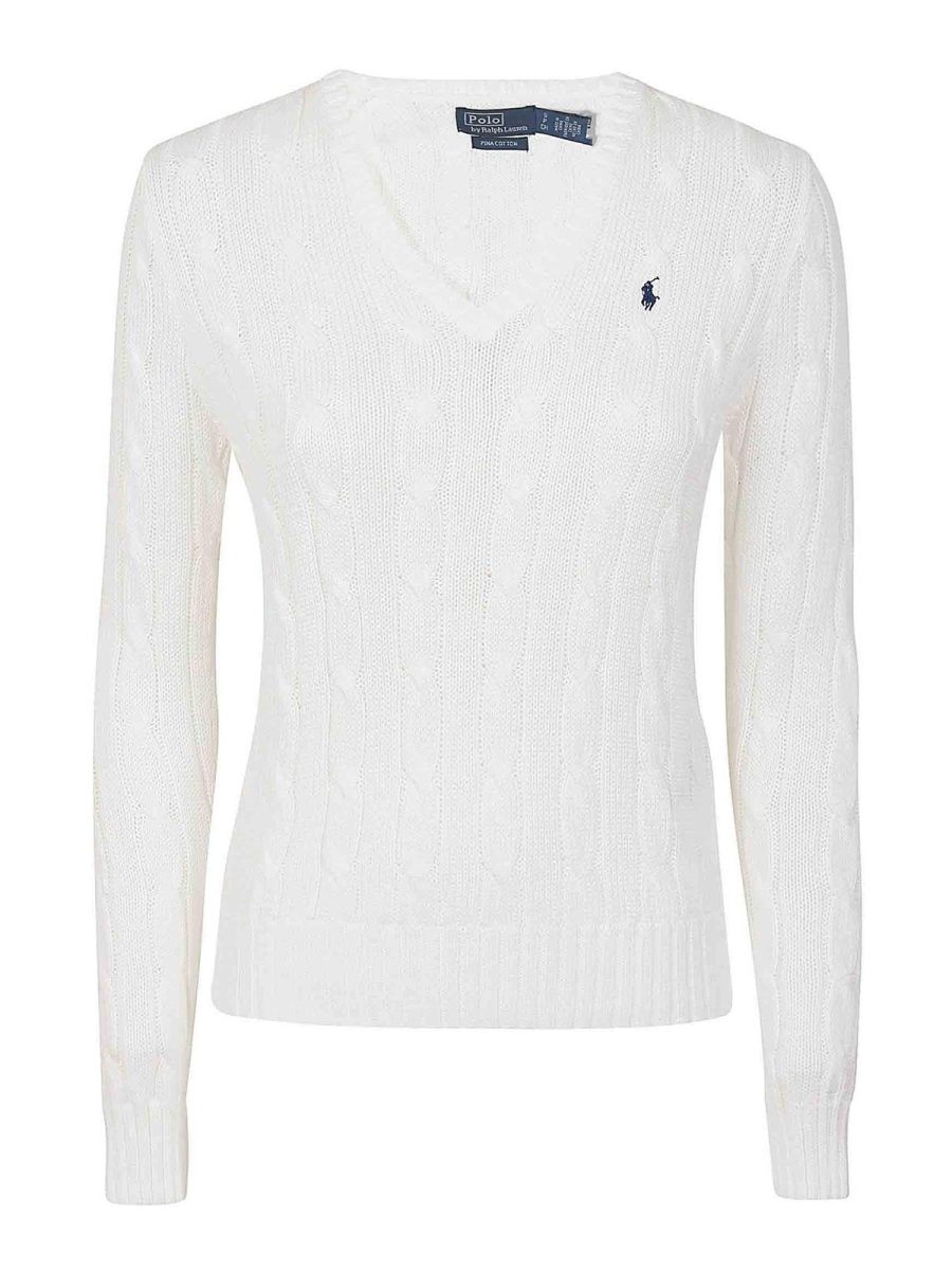 Polo Ralph Lauren Pull À Col V - Blanc