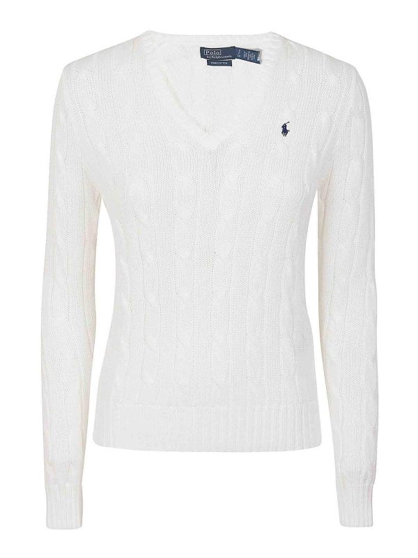Polo Ralph Lauren Pull À Col V - Blanc