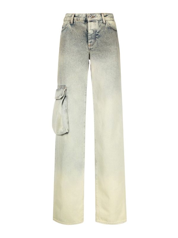 Off-White Jean Droit - Vert Clair