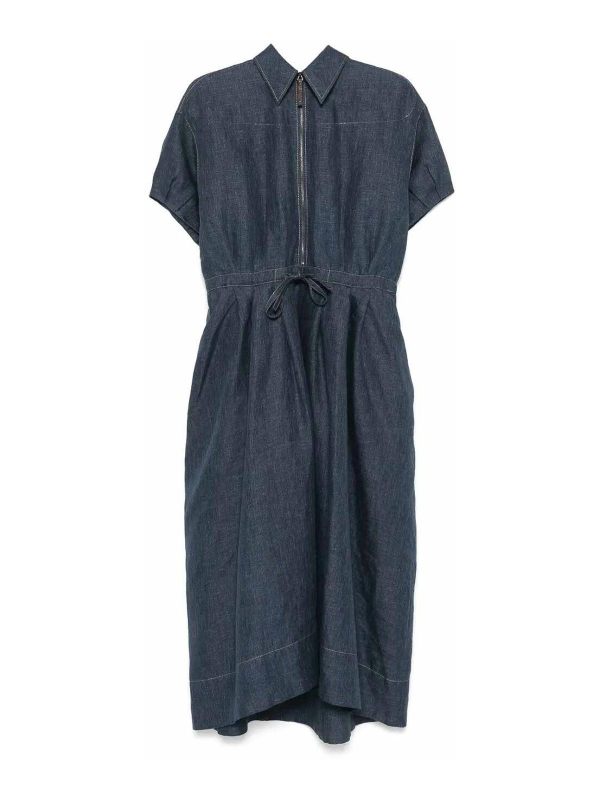 Brunello Cucinelli Robe Au Genou - Bleu