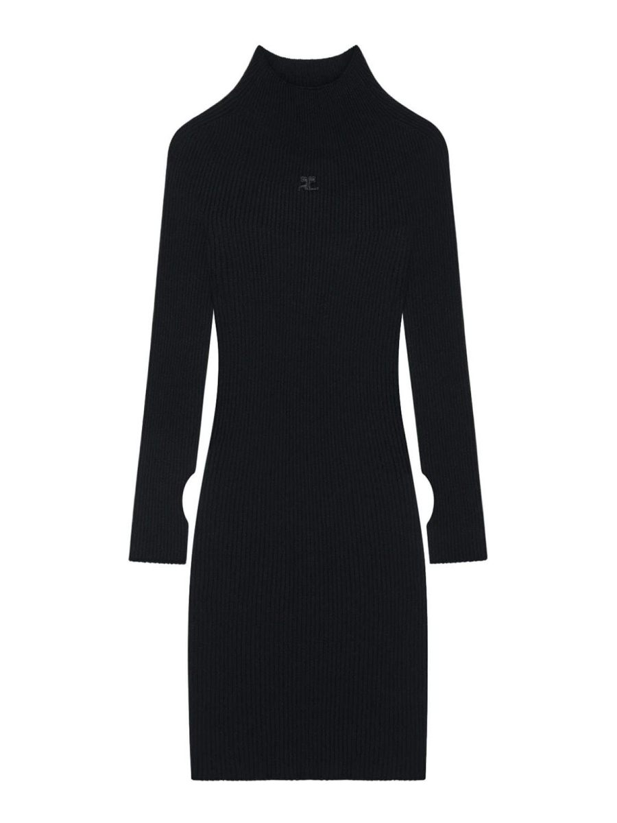 Courreges Robe Au Genou - Noir