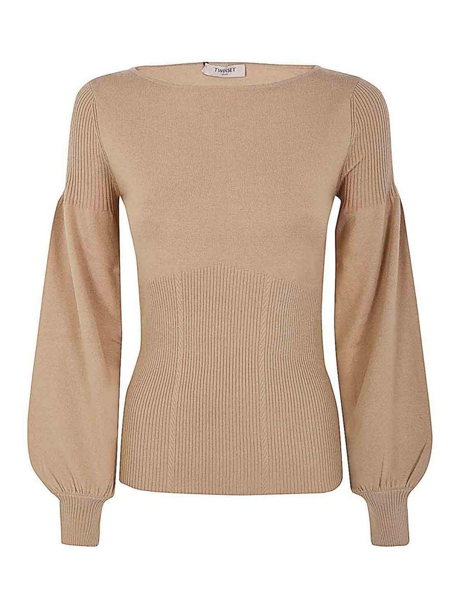 Twinset Pull Col Rond - Marron