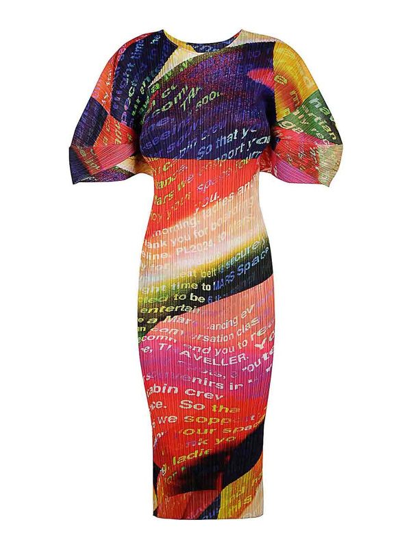 Pleats Please Issey Miyake Robe Au Genou - Orange