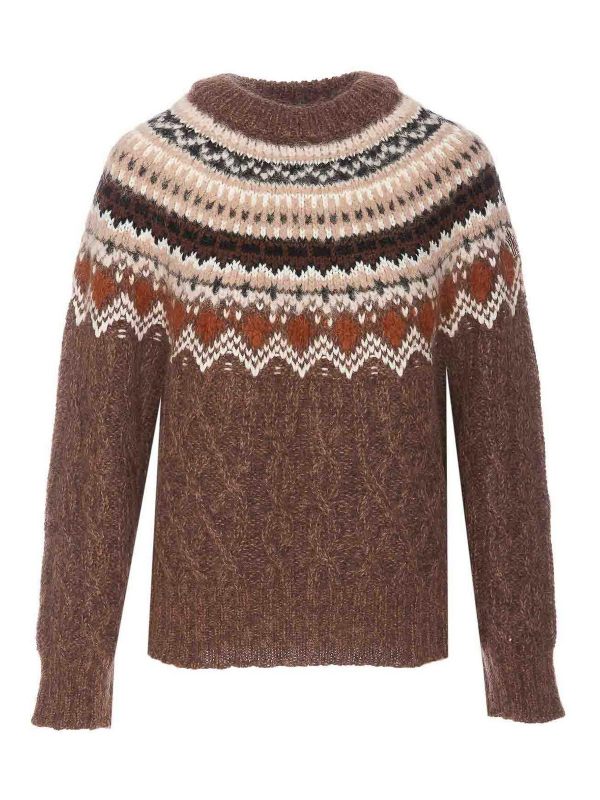 Moncler Pull Col Rond - Marron