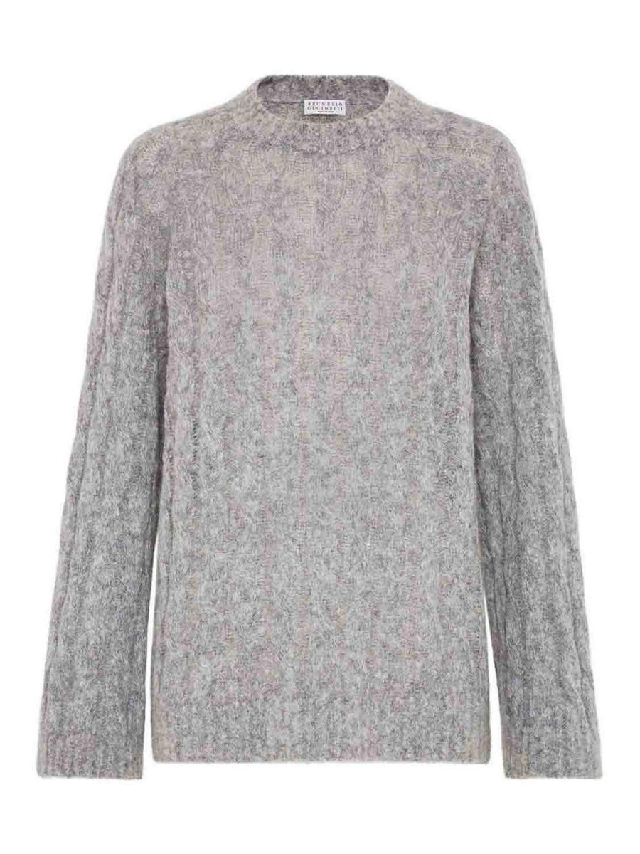 Brunello Cucinelli Pull Col Rond - Gris