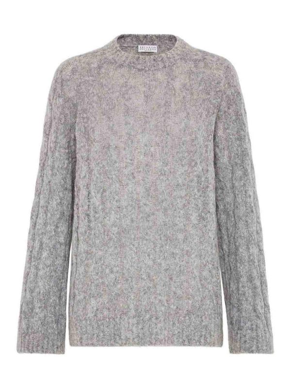Brunello Cucinelli Pull Col Rond - Gris