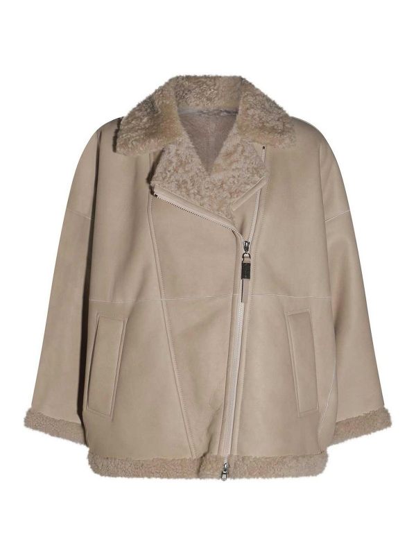 Brunello Cucinelli Blouson En Cuir - Beige