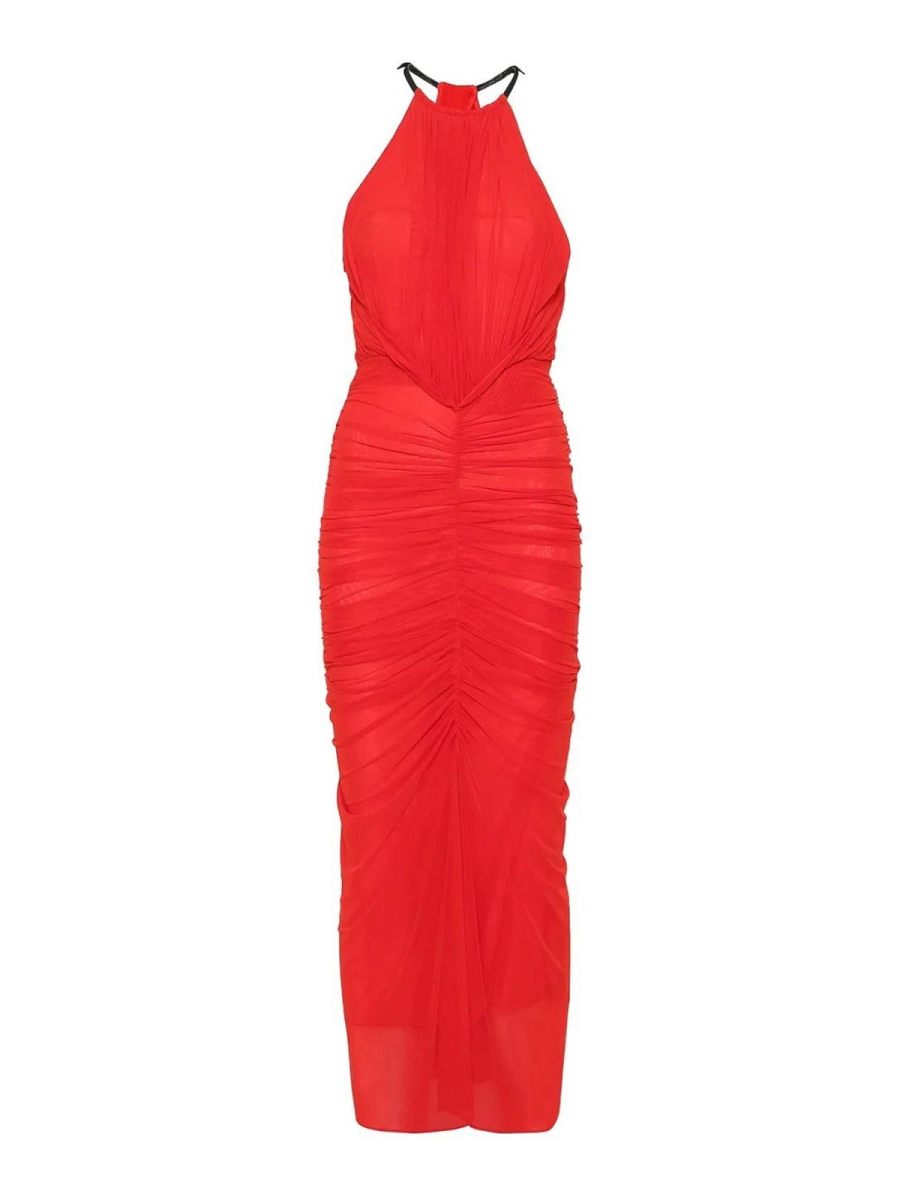 Mugler Robe Au Genou - Rouge