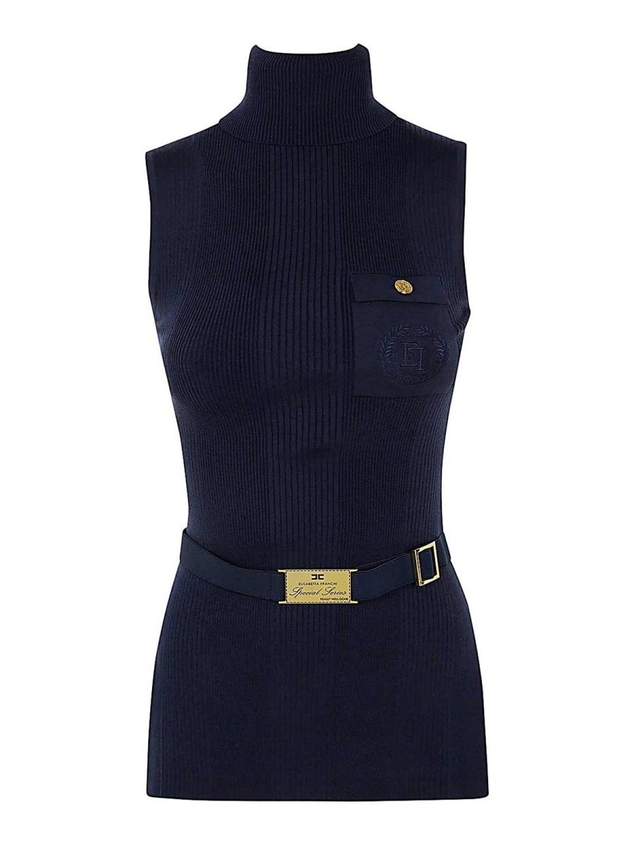 Elisabetta Franchi Pull Col Roulé - Bleu