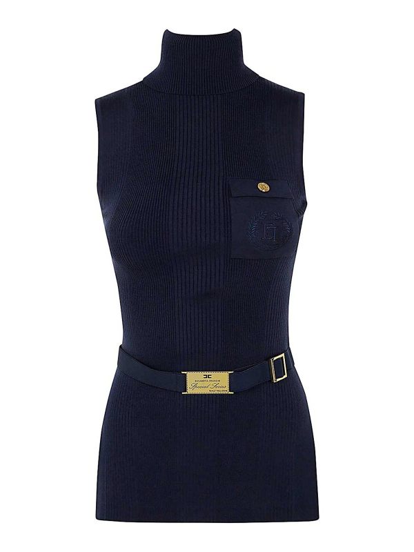 Elisabetta Franchi Pull Col Roulé - Bleu