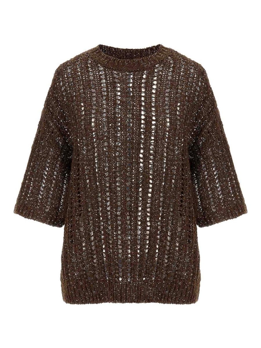 Brunello Cucinelli Pull Col Rond - Marron