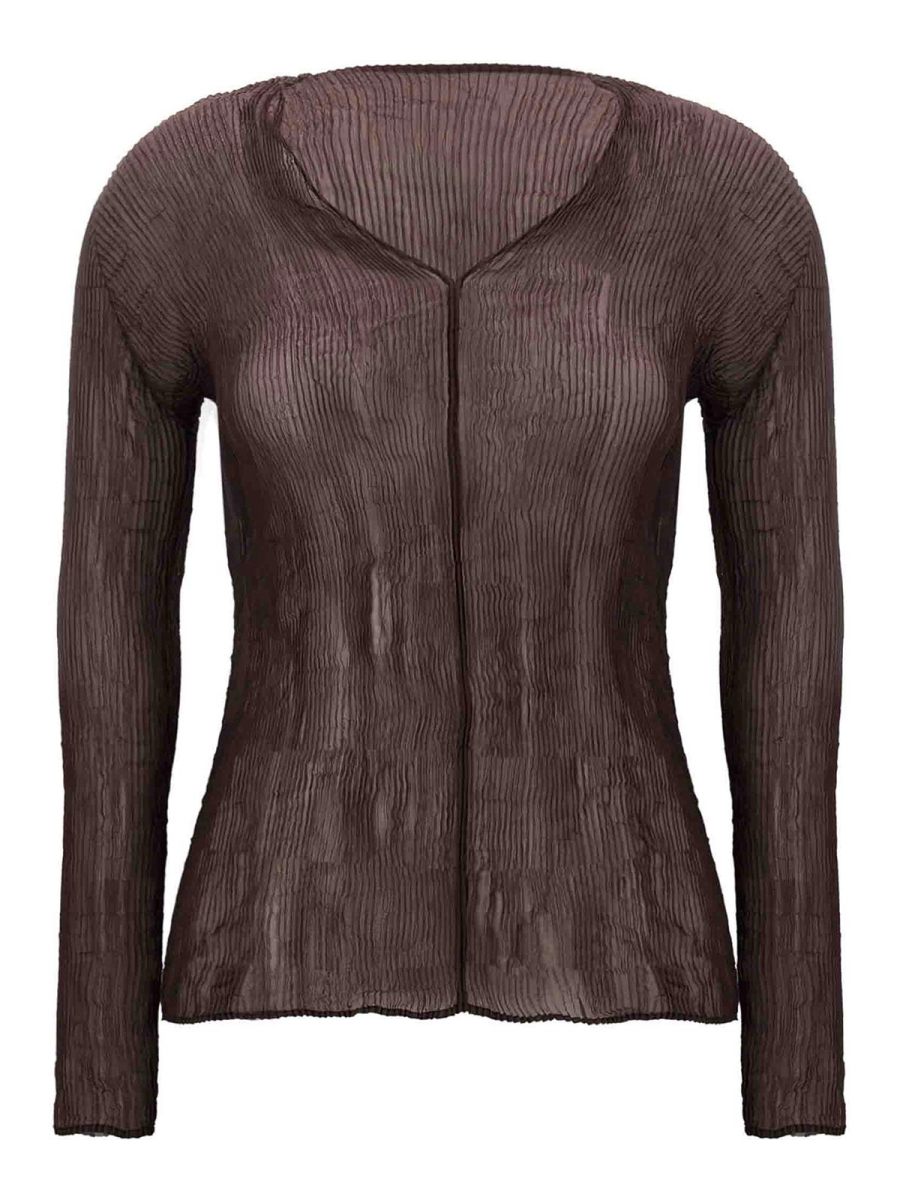 Pleats Please Issey Miyake Cardigan - Marron