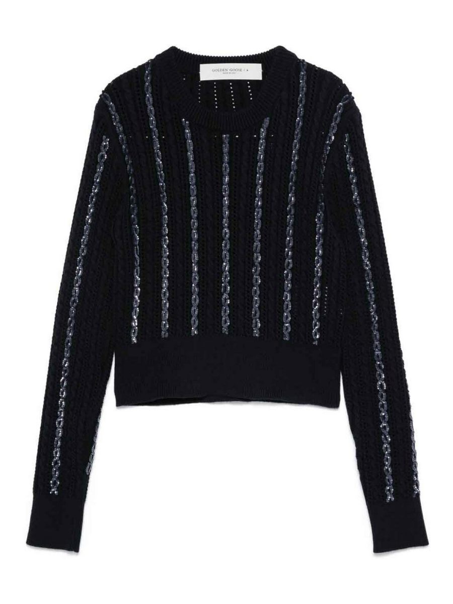 Golden Goose Pull Col Rond - Bleu