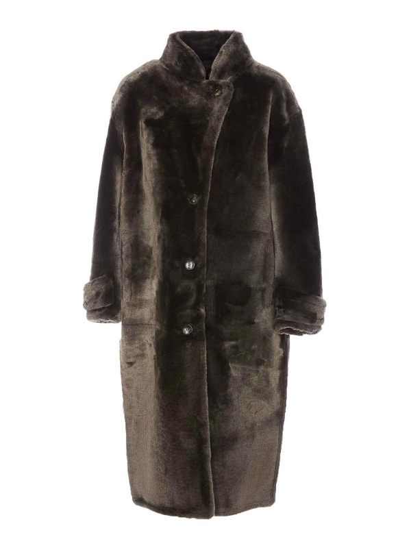 Yves Salomon Manteau Court - Gris