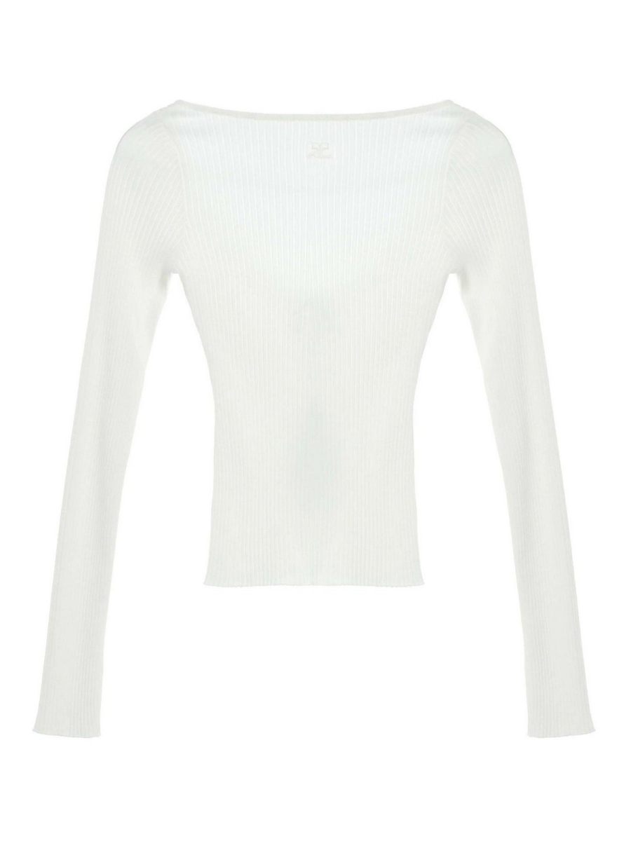 Courreges Pull Col Bateau - Blanc