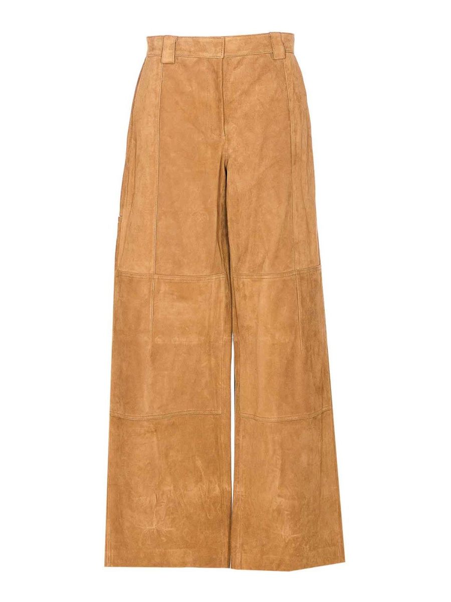 Tory Burch Pantalons En Cuir - Beige
