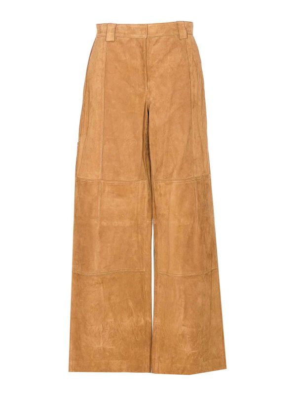 Tory Burch Pantalons En Cuir - Beige