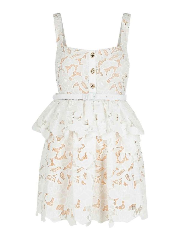 Self Portrait Robe Au Genou - Blanc