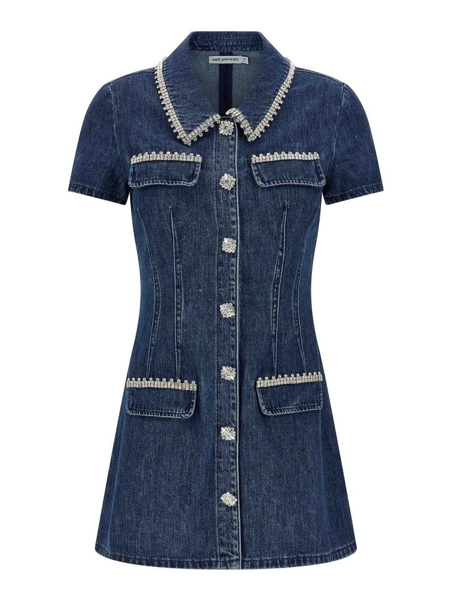 Self Portrait Robe Courte - Bleu