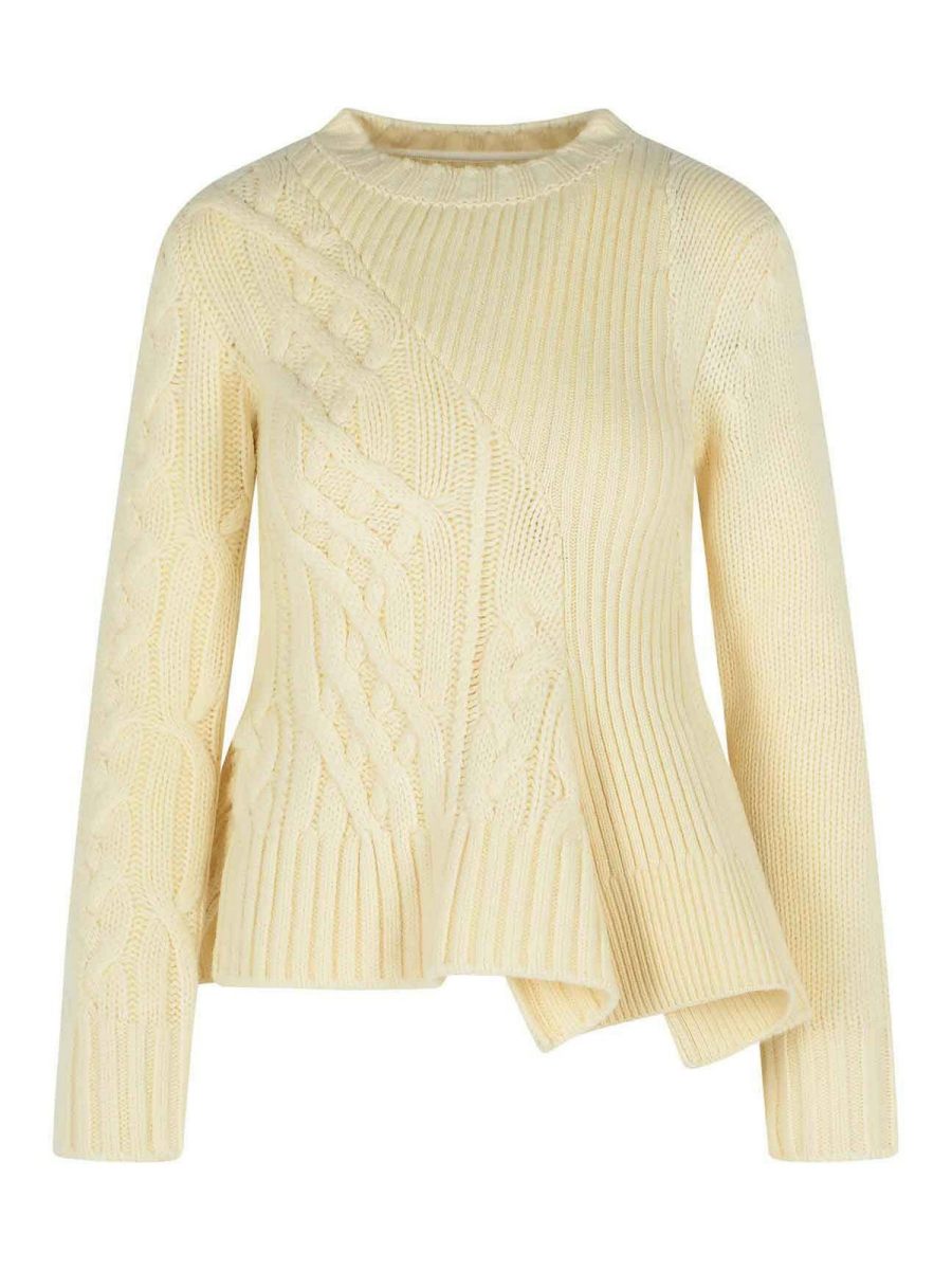 Sacai Pull Col Rond - Crème