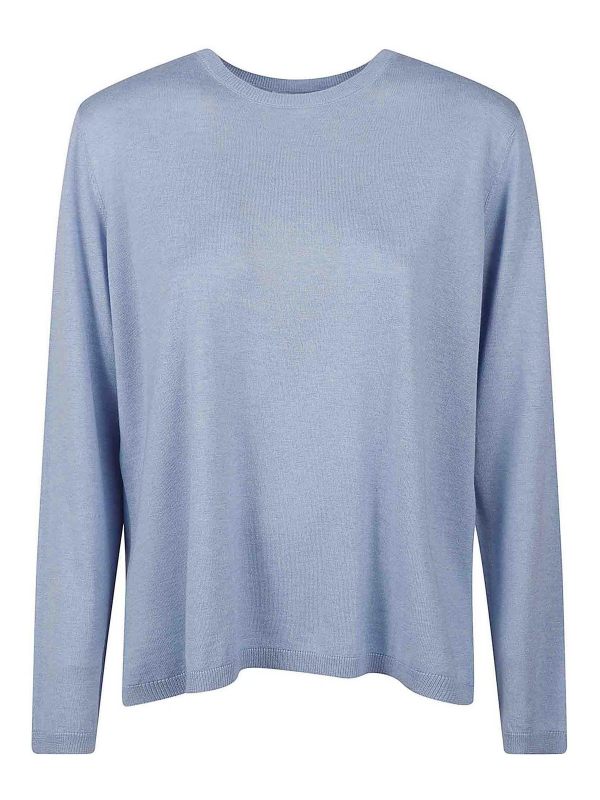 Kangra Cashmere Pull Col Bateau - Bleu Clair
