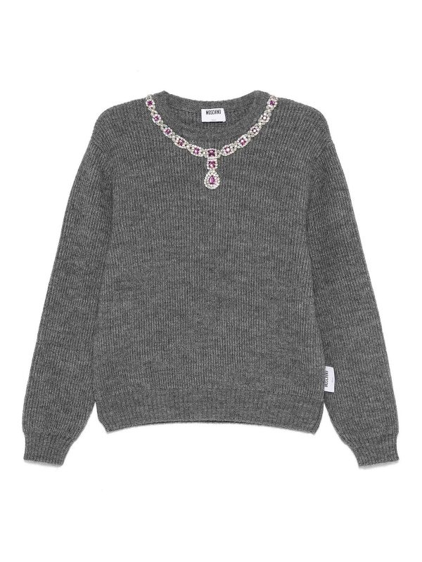 Moschino Pull Col Rond - Gris