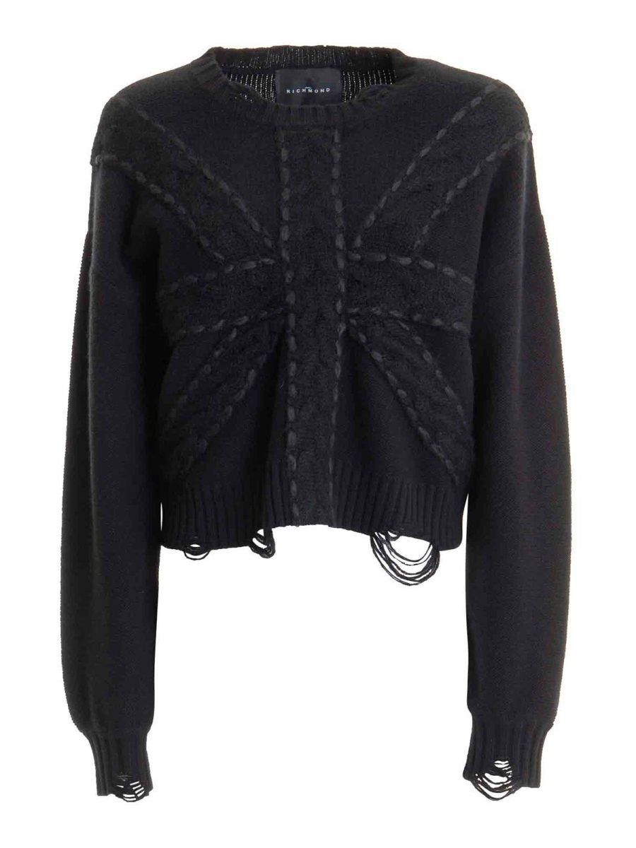 John Richmond Pull Col Rond - Noir