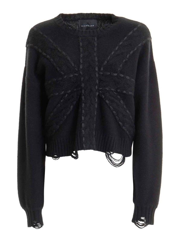 John Richmond Pull Col Rond - Noir