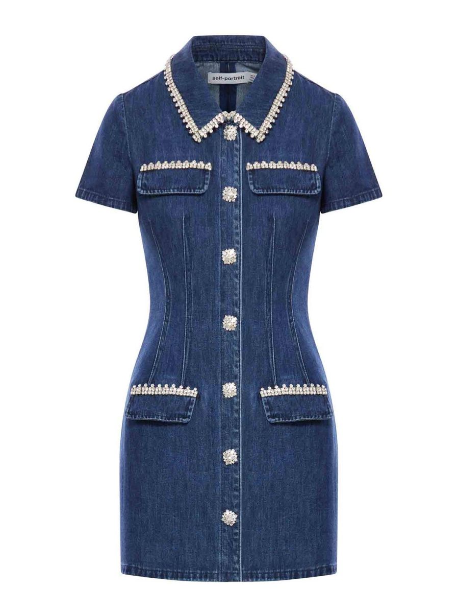 Self Portrait Robe Courte - Bleu
