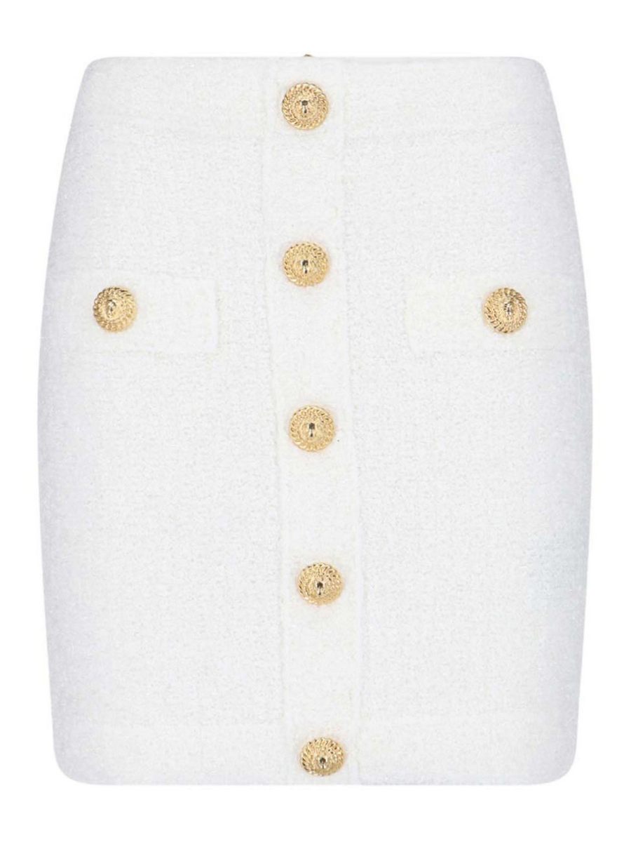 Balmain Jupe Midi - Blanc