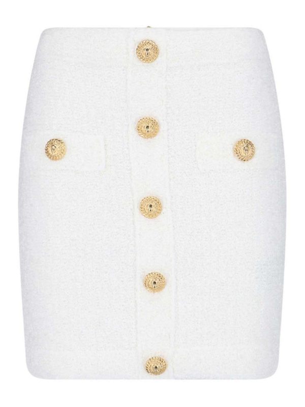 Balmain Jupe Midi - Blanc