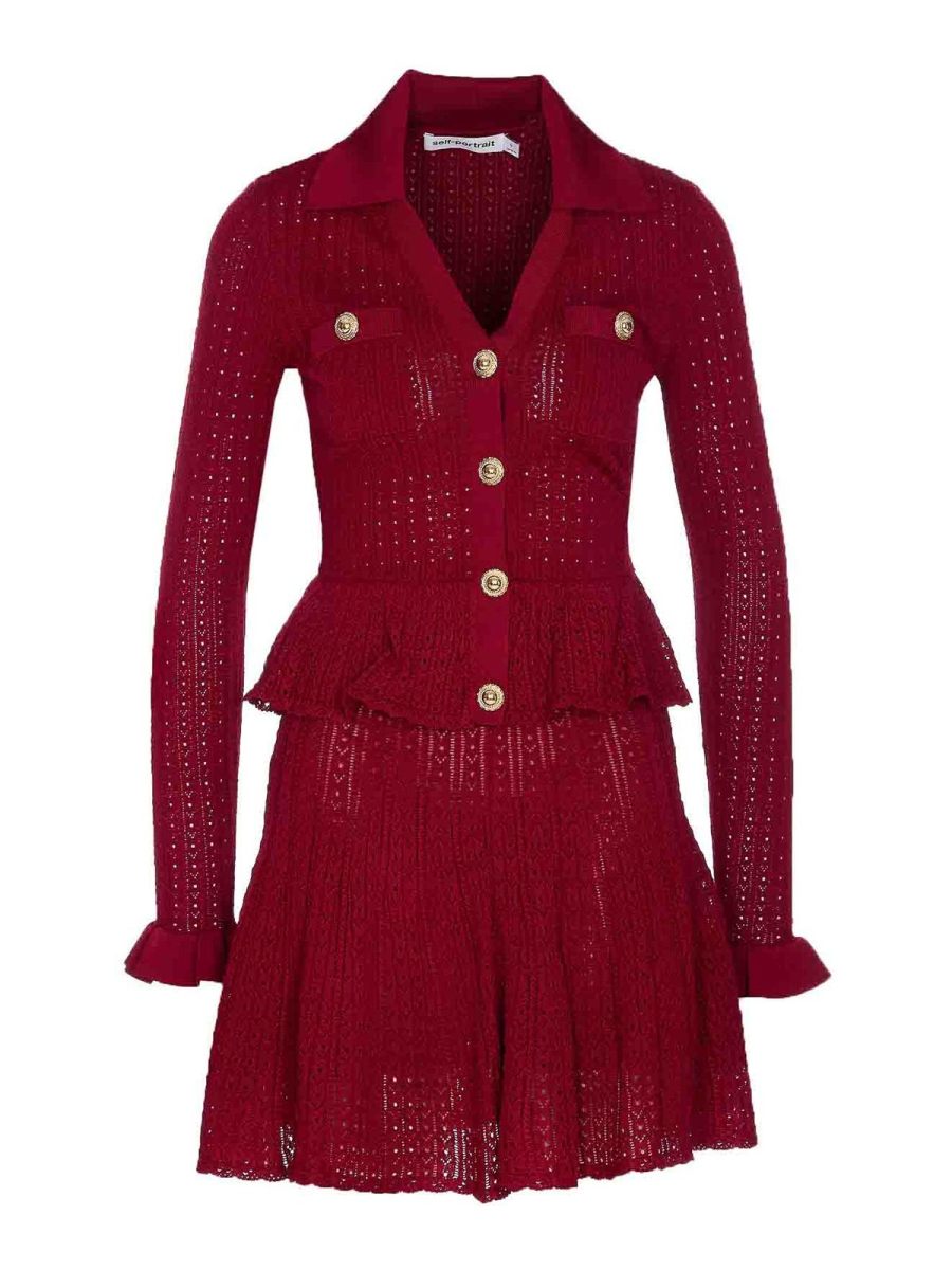 Self Portrait Robe Courte - Rouge