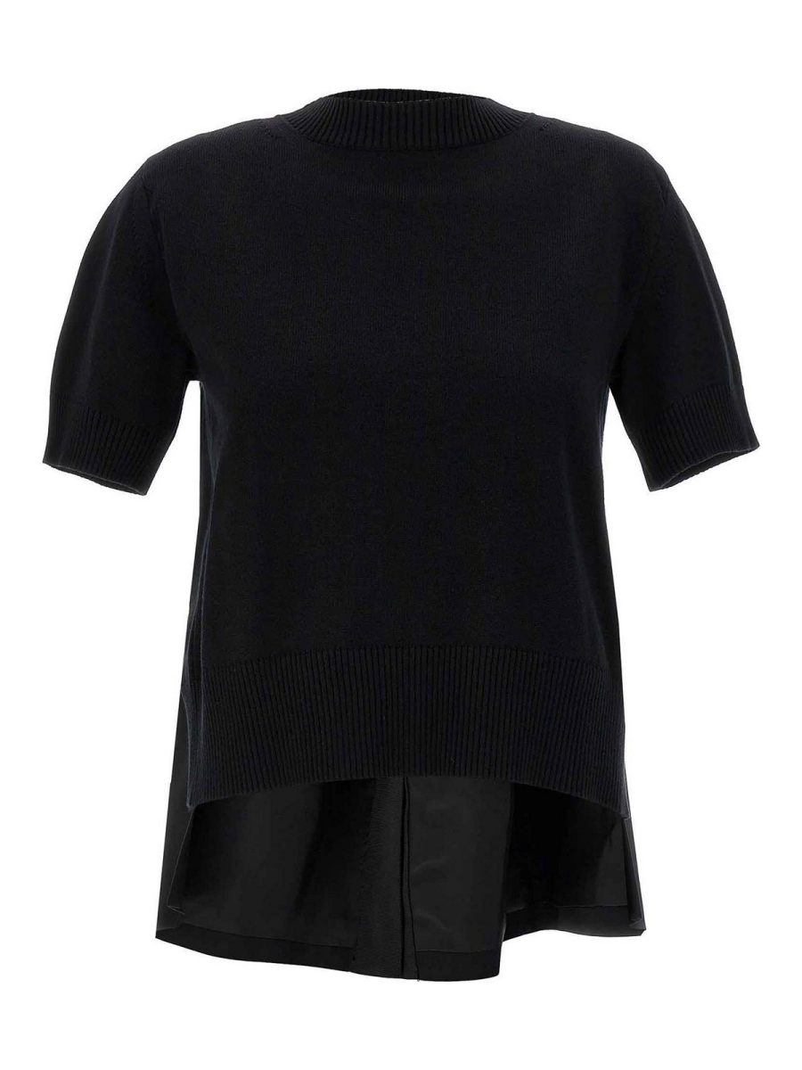 Sacai Pull Col Rond - Noir