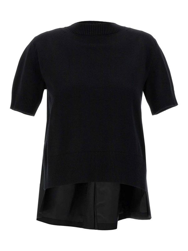 Sacai Pull Col Rond - Noir