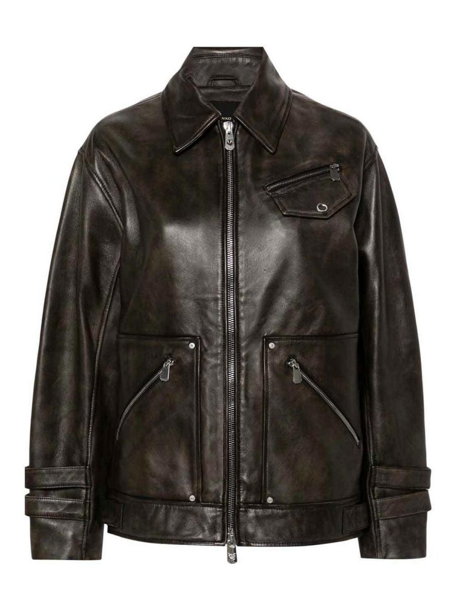 Pinko Blouson En Cuir - Grotta