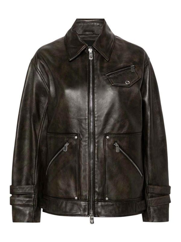 Pinko Blouson En Cuir - Grotta