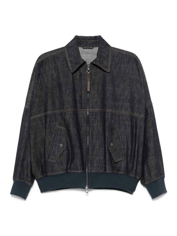 Brunello Cucinelli Veste En Jean - Bleu