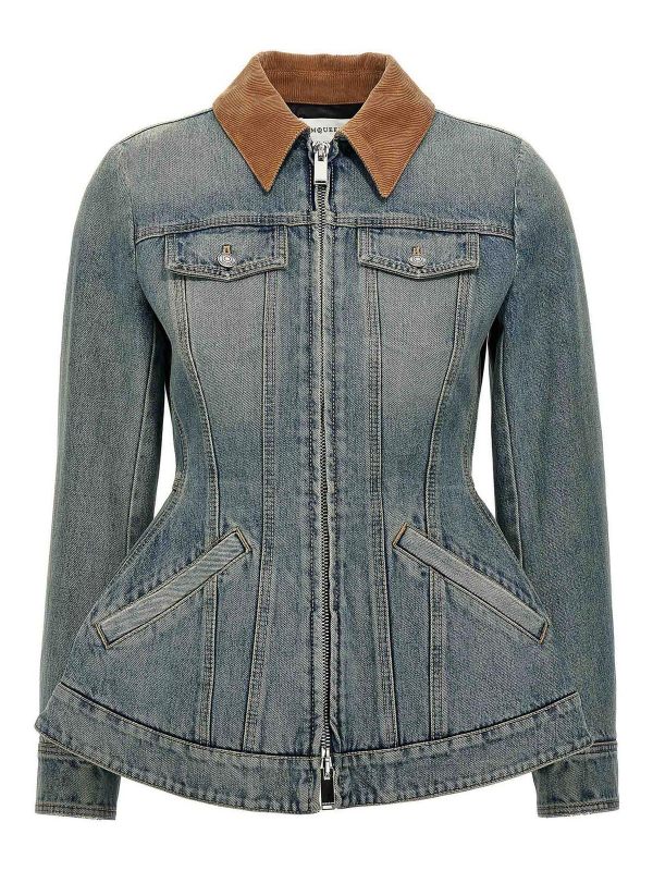 Alexander Mcqueen Veste En Jean - Bleu