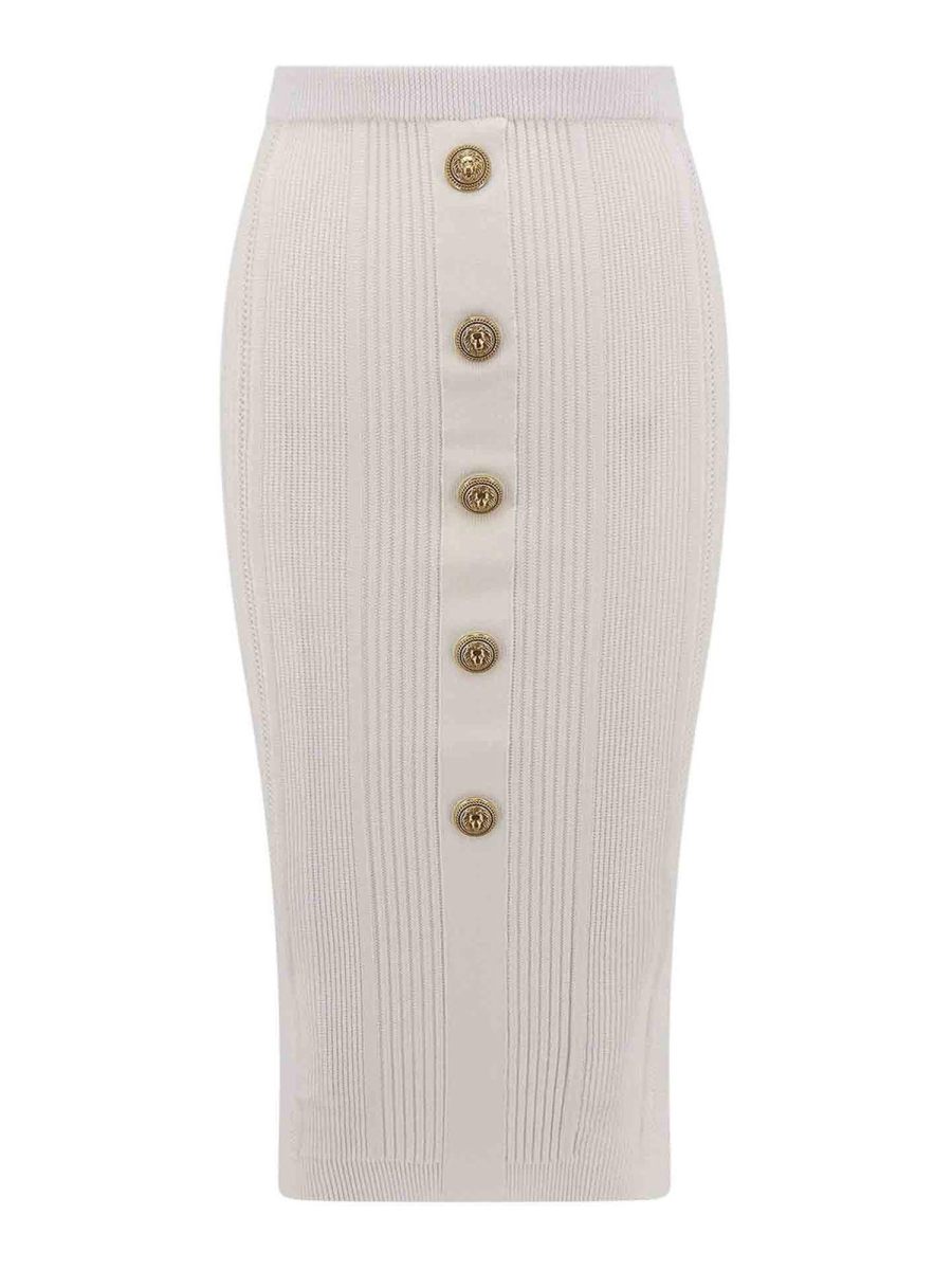Balmain Jupe Midi - Blanc