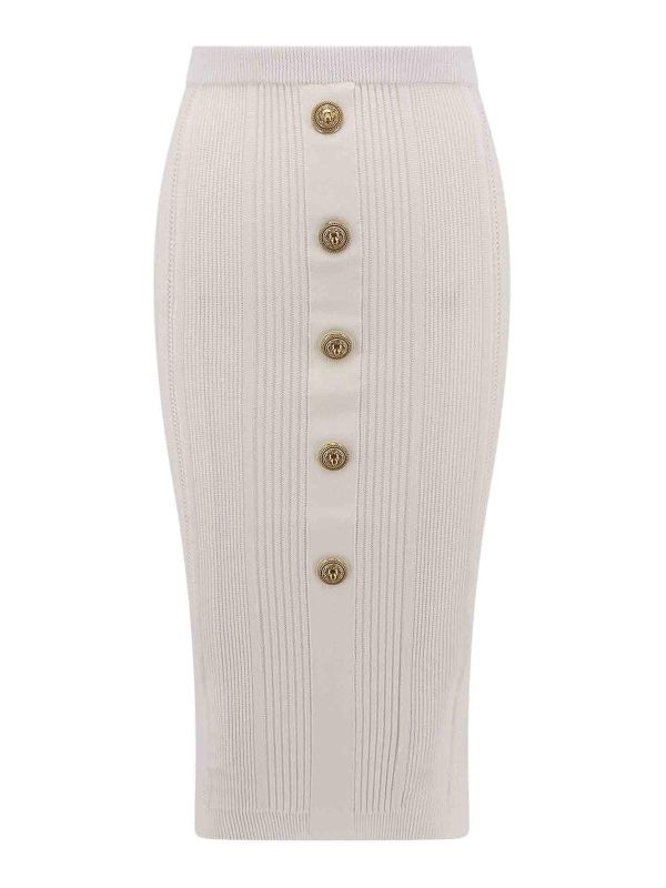 Balmain Jupe Midi - Blanc