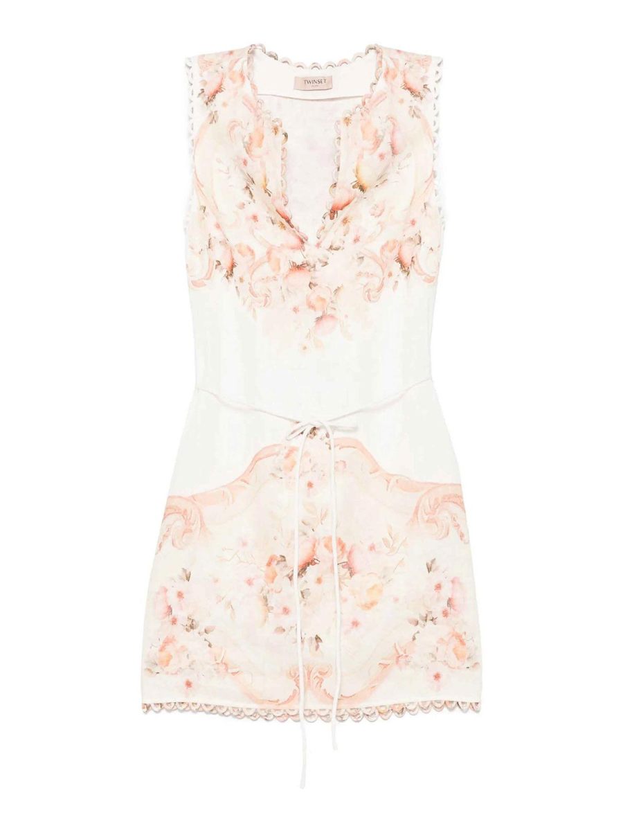 Twinset Robe Au Genou - Rouge Clair
